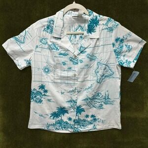 DEADSTOCK NWT Vintage 1970s KOLE KOLE Hawaii Map Print Shirt - Fits Modern M/L